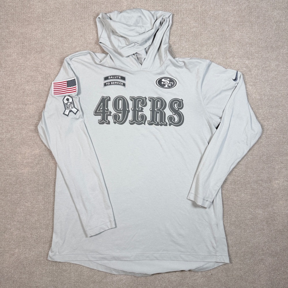 Nike San Francisco 49ers Salute to‎ Service Dri-FIT Hoodie Gray Mens Large